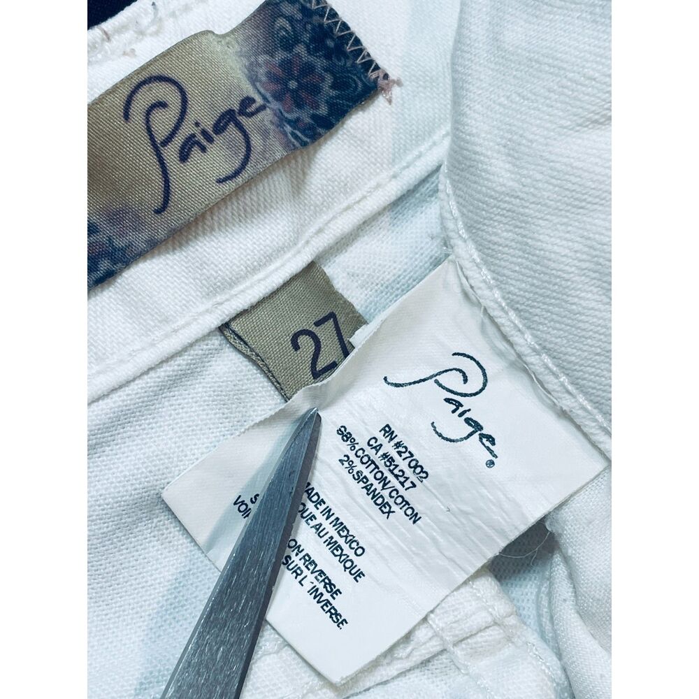 ~ PAIGE 27 Jean Shorts Jimmy Jimmy Rolled Hem Zip Low/Mid-Rise Dylan Denim White - Picture 3 of 16